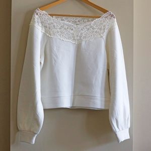 H & M Lace Ivory Sweatshirt - size small